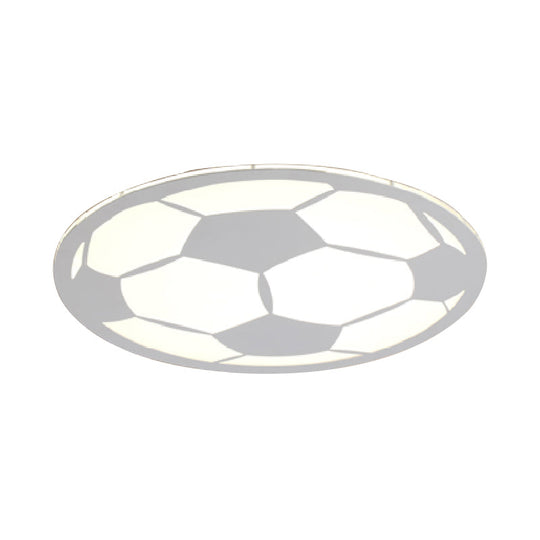 Cartoon Football Led Flush Ceiling Light For Nursery - White/Black/Pink