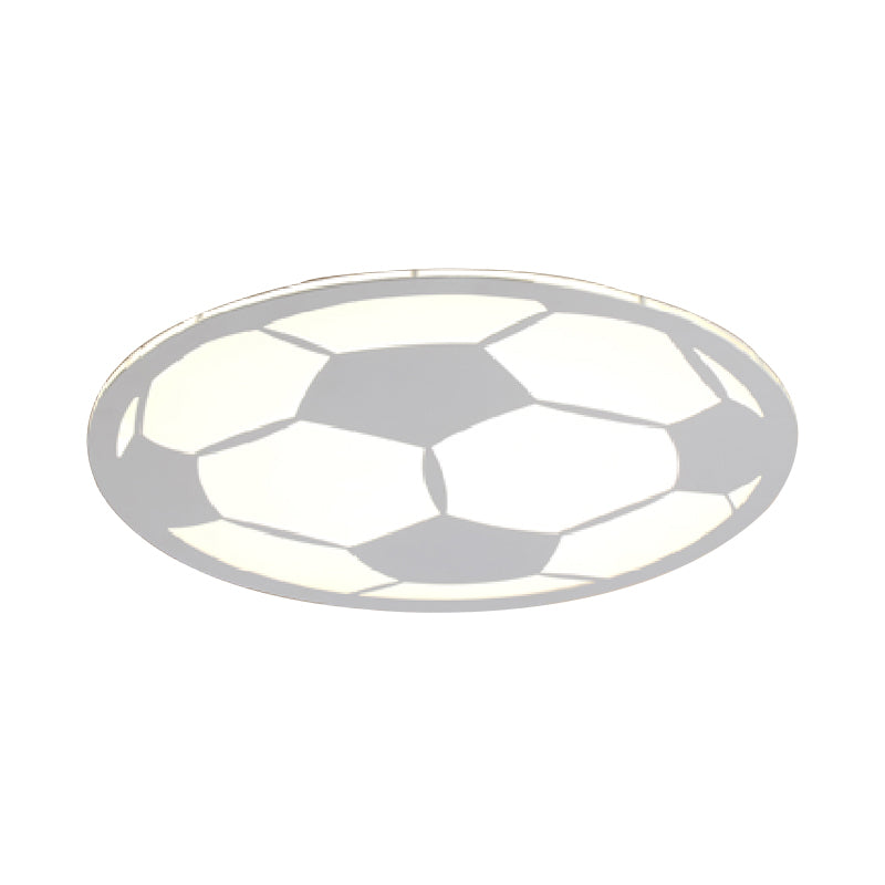 Cartoon Football Led Flush Ceiling Light For Nursery - White/Black/Pink