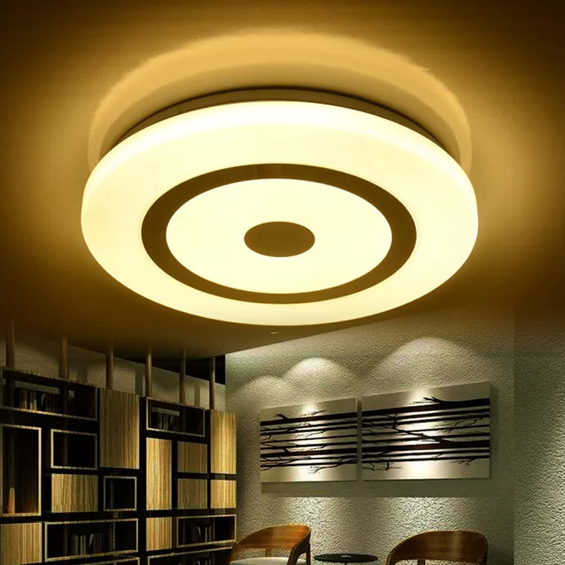 15’/19’ Contemporary Acrylic Led Round Flush Mount Fixture For Bedroom Lighting In Black And White