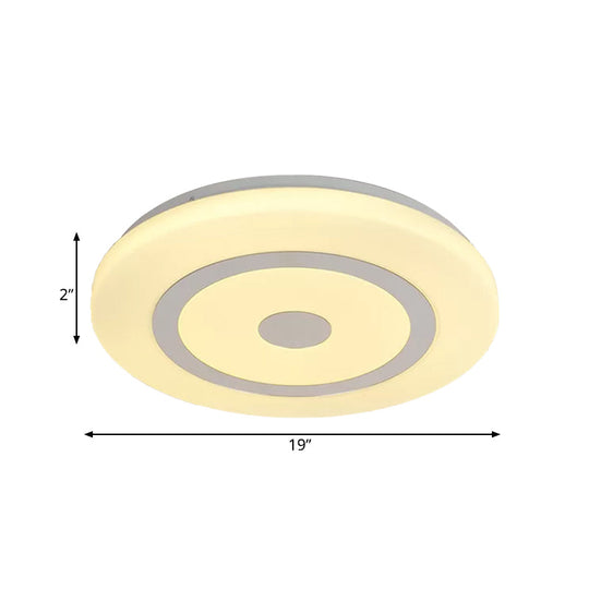 15/19 Contemporary Acrylic Led Round Flush Mount Fixture For Bedroom Lighting In Black And White