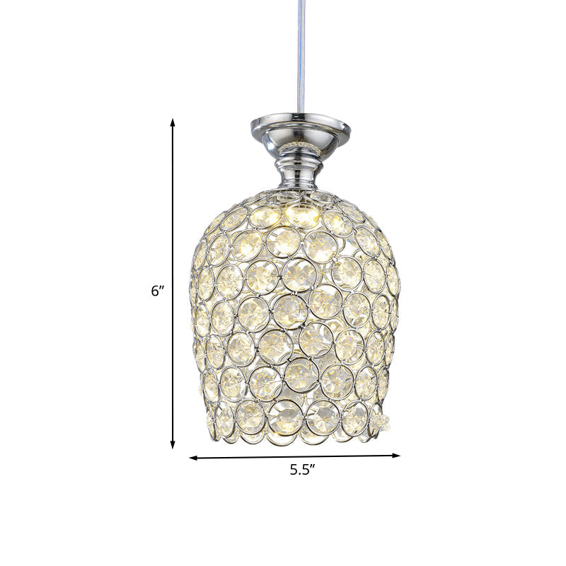 Crystal-Encrusted Wine Cup Ceiling Pendant Light - Chrome Finish