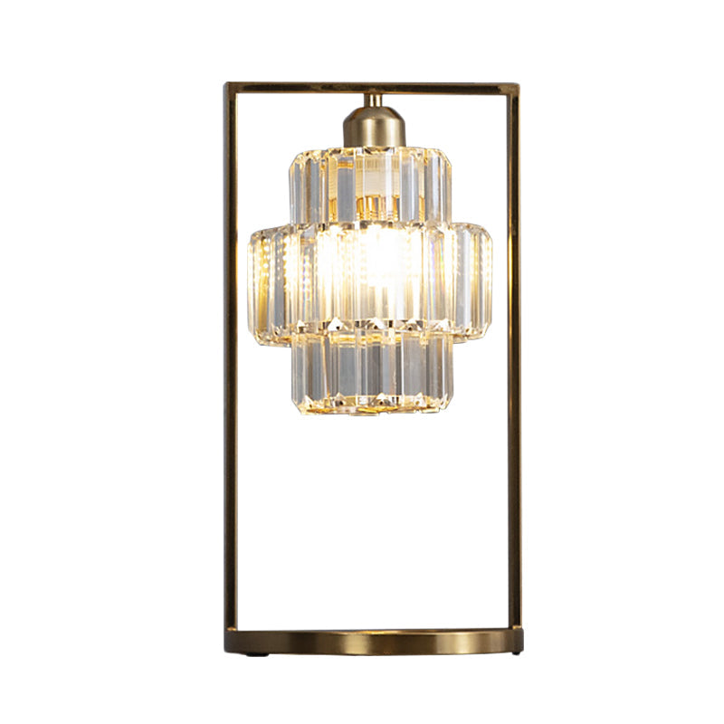 Gabriella - Simplistic 1-Head Brass Finish Night Lamp With Rectangle Frame Clear