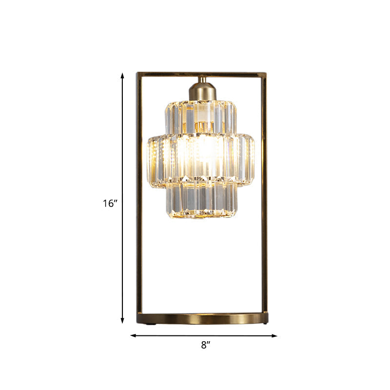 Gabriella - Simplistic 1-Head Brass Finish Night Lamp With Rectangle Frame Clear