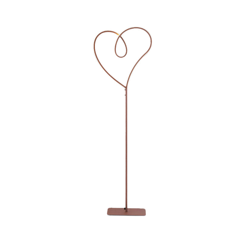 Modern Led Metal Floor Reading Lamp With Heart-Shaped Stand Coffee Finish
