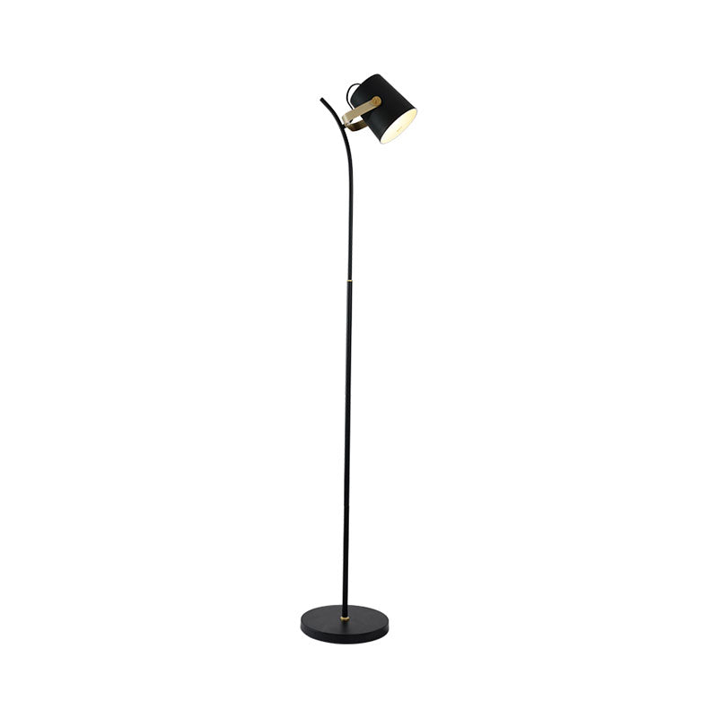 Modern Metallic Floor Lamp: Black Cylinder Spot Light With Handle For Living Room