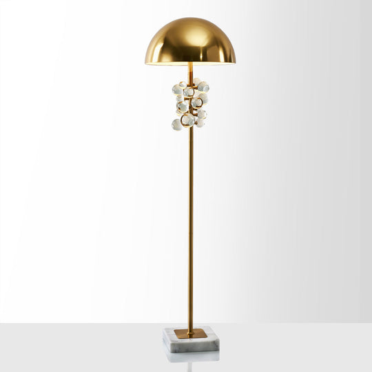 Postmodern Gold Floor Lamp With Crystal Ball Decoration - Metallic Semicircle Lighting