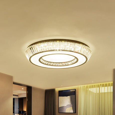 Modern Simple Crystal Block Led Coffee Flush Mount Lighting For Living Room Clear