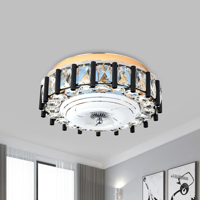 Contemporary Black Crystal Block Led Ceiling Flush Light For Corridors / B
