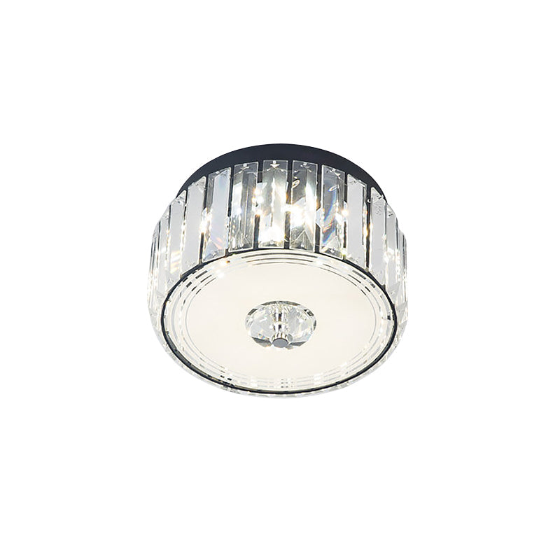 Minimalist Cylinder Crystal Led Ceiling Flush Light For Balcony – Clear Rectangle - Cut Design