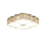 Led Ceiling Flush Light: Contemporary Crystal-Encrusted Shade With Black Flower Design