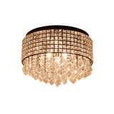 Modern Black Crystal Flushmount Lamp With 5 Embedded Heads And Droplet Design