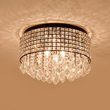 Modern Black Crystal Flushmount Lamp With 5 Embedded Heads And Droplet Design