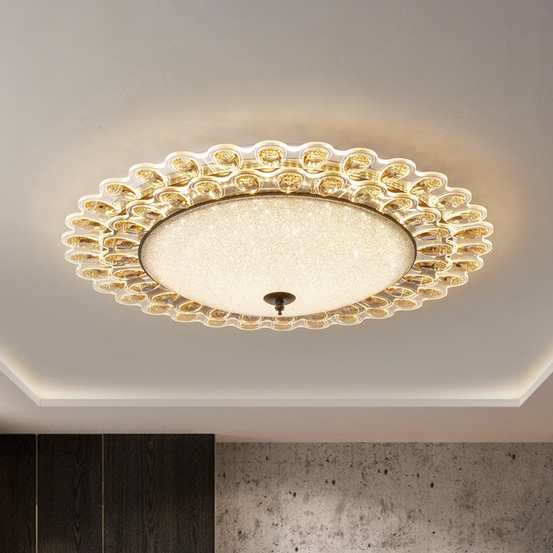 Contemporary Yellow Crystal Flushmount Led Ceiling Light For Drawing Room - 16’/23.5’ Wide / 23.5’