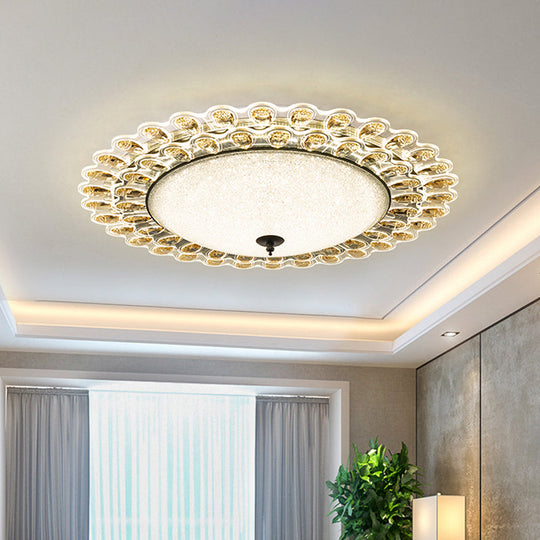 Contemporary Yellow Crystal Flushmount Led Ceiling Light For Drawing Room - 16’/23.5’ Wide