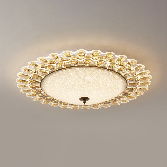 Contemporary Yellow Crystal Flushmount Led Ceiling Light For Drawing Room - 16’/23.5’ Wide