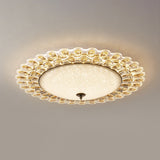 Contemporary Yellow Crystal Flushmount Led Ceiling Light For Drawing Room - 16/23.5 Wide