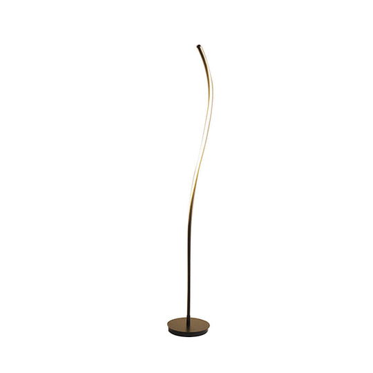 Nordic Led Floor Reading Lamp: Curved Metallic Stand For Living Room Black/White