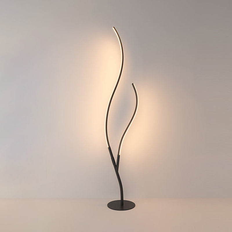 Sleek Metallic Branch Floor Reading Lamp - Modern Led Standing Light For Study Room