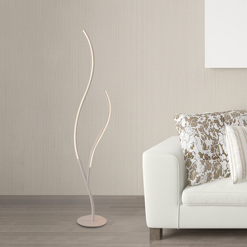 Sleek Metallic Branch Floor Reading Lamp - Modern Led Standing Light For Study Room