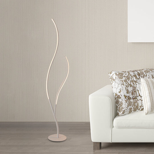 Sleek Metallic Branch Floor Reading Lamp - Modern Led Standing Light For Study Room