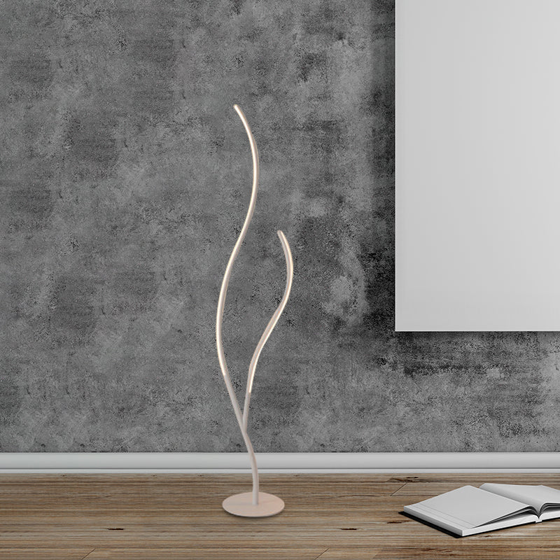 Sleek Metallic Branch Floor Reading Lamp - Modern Led Standing Light For Study Room