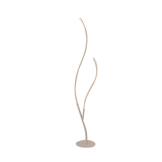 Sleek Metallic Branch Floor Reading Lamp - Modern Led Standing Light For Study Room