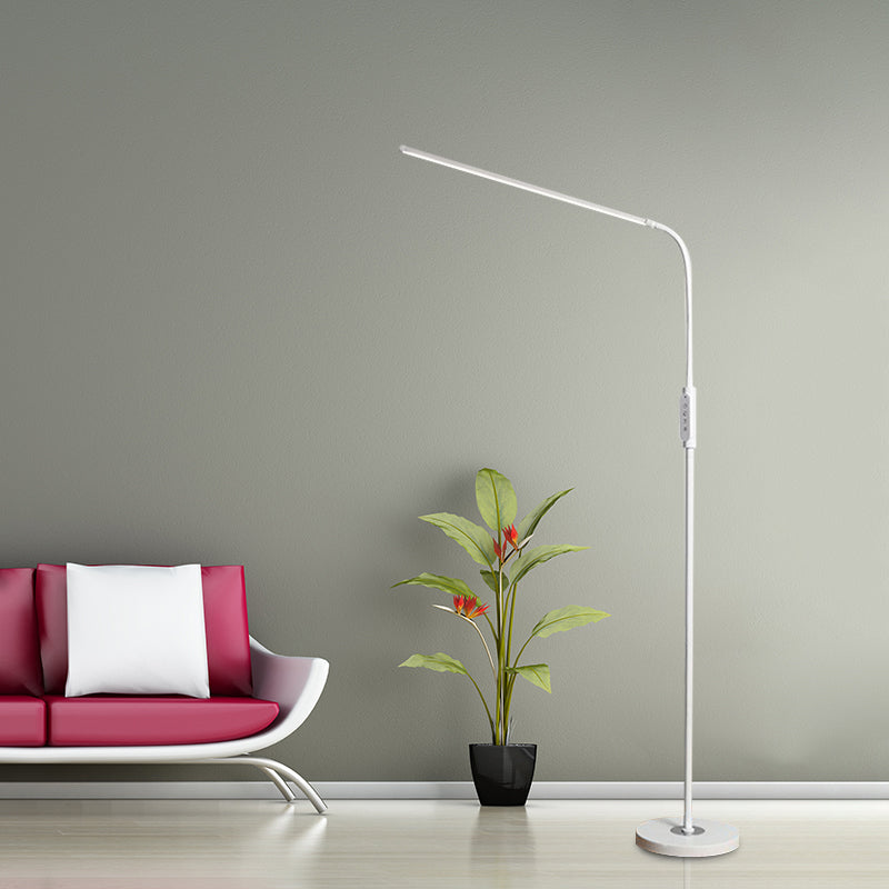 Modernist Adjustable Metallic Linear Standing Lamp - Black/White Led Floor Reading Light