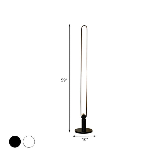 Sleek Black/White Led Floor Lamp With Acrylic Stand For Study Room