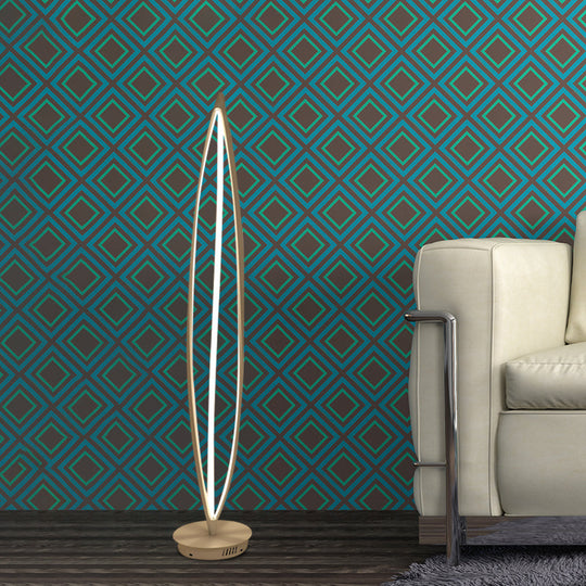 Modern Led Floor Lamp - Metallic Leaf Design Adjustable Light Temperature