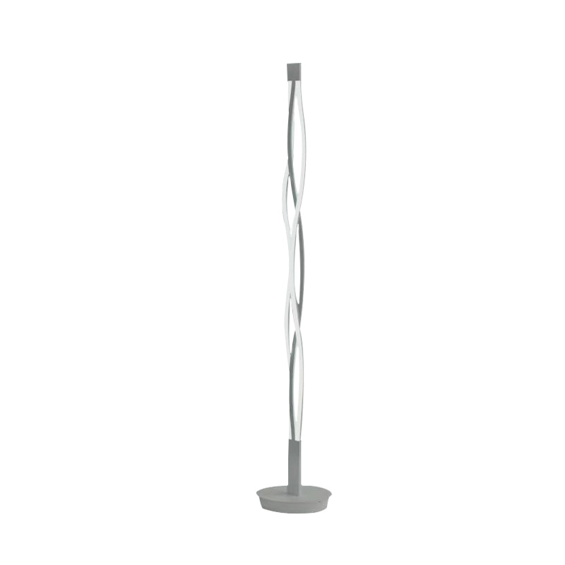 Modern Metal Stick Lamp: Black/White Led Nordic Floor Lighting With Spiral Design In