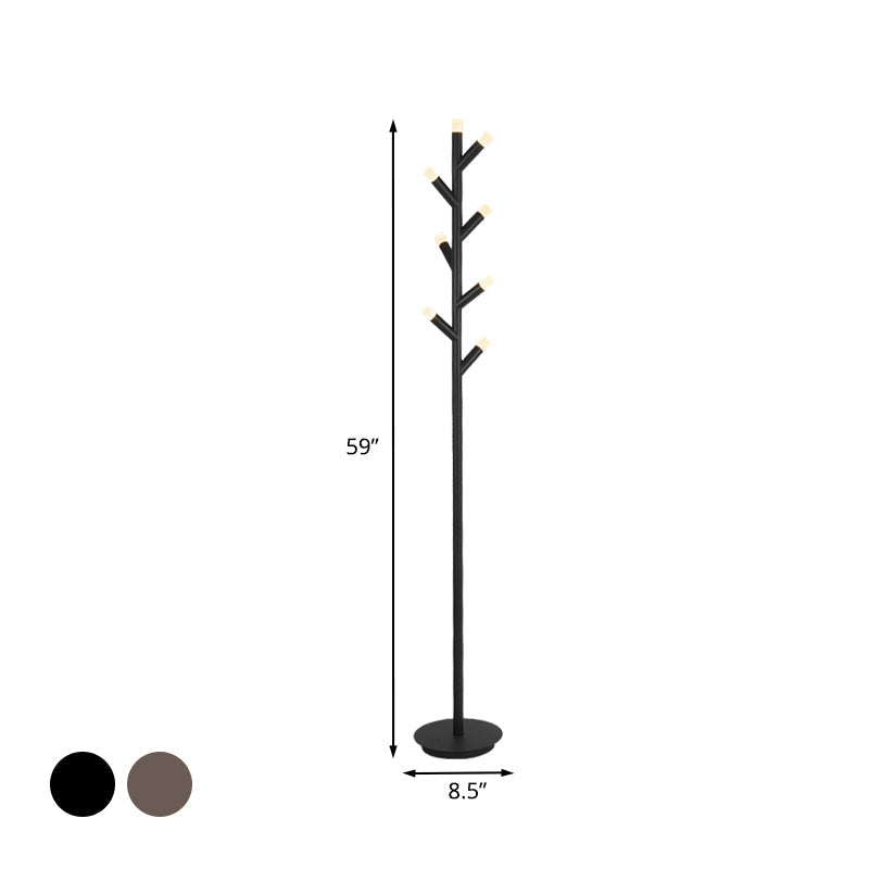 Modern Metal Tree Shape Floor Reading Lamp Black/Coffee Led Standing Light For Study Room