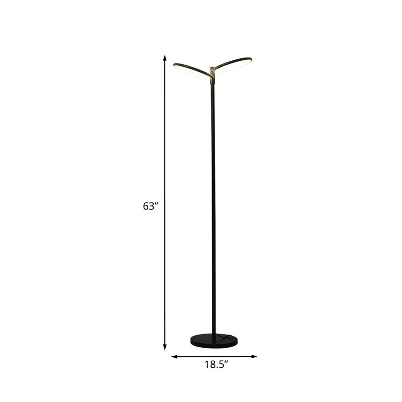 Contemporary Metal Led Floor Lamp - Stylish Black Standing Light For Bedside Reading