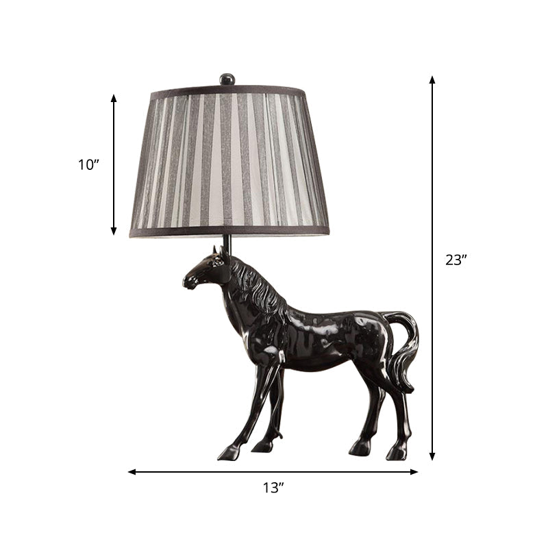 Tania Borealis - Antiqued White Fabric Desk Lamp With Animal Base