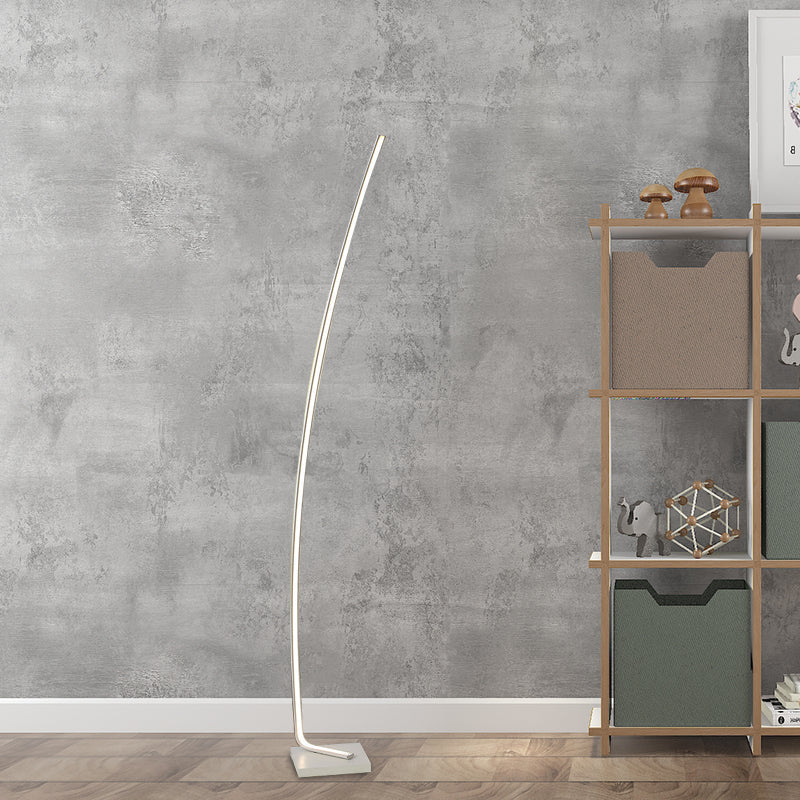 Metallic Curved Led Floor Lamp - Sleek Black/White/Gold Design For Reading Bedside And Stand-Up