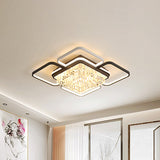Modernist Crystal Prisms Led Ceiling Flush Mount Light - Black-White Flushmount For Living Room /