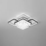 Modernist Crystal Prisms Led Ceiling Flush Mount Light - Black-White Flushmount For Living Room