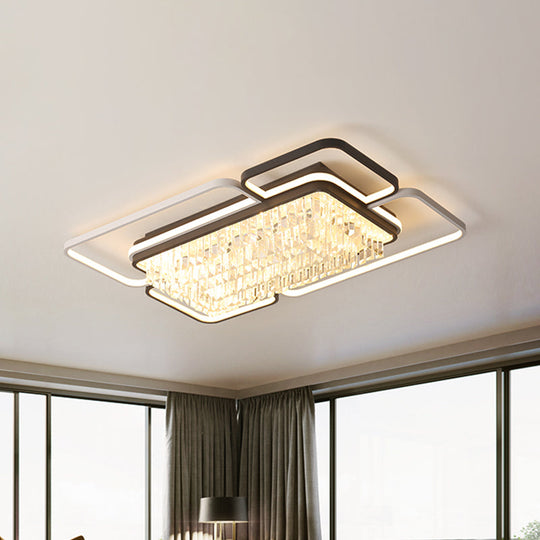Modernist Crystal Prisms Led Ceiling Flush Mount Light - Black - White Flushmount For Living Room
