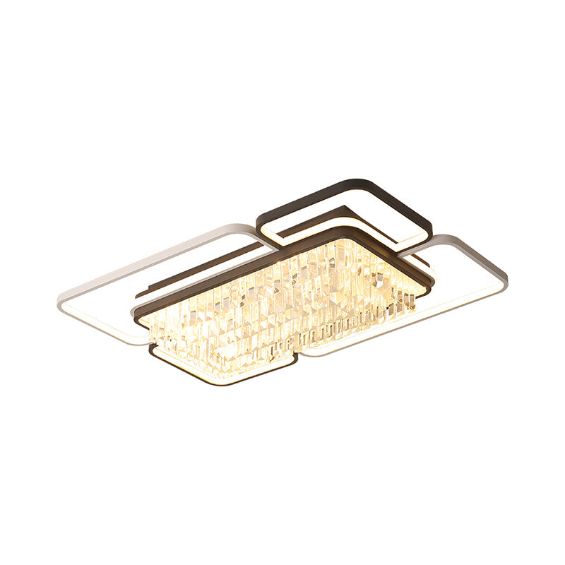 Modernist Crystal Prisms Led Ceiling Flush Mount Light - Black - White Flushmount For Living Room