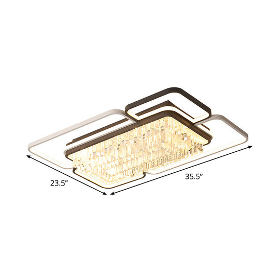 Modernist Crystal Prisms Led Ceiling Flush Mount Light - Black - White Flushmount For Living Room