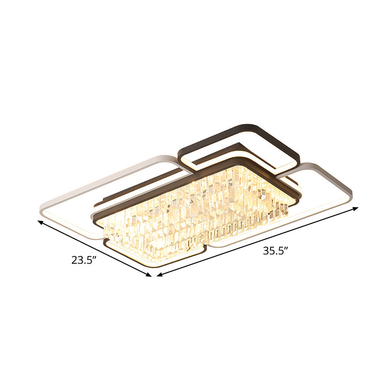 Modernist Crystal Prisms Led Ceiling Flush Mount Light - Black-White Flushmount For Living Room