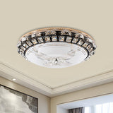 Modern Led Flush Crystal Ceiling Fixture In Black For Bedroom