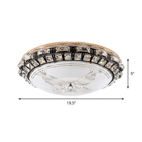 Modern Led Flush Crystal Ceiling Fixture In Black For Bedroom