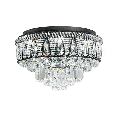 Contemporary Led Crystal Ceiling Light Fixture In Black - Bedroom Flush Mount Lamp