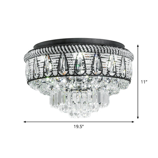 Contemporary Led Crystal Ceiling Light Fixture In Black - Bedroom Flush Mount Lamp