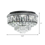 Contemporary Led Crystal Ceiling Light Fixture In Black - Bedroom Flush Mount Lamp