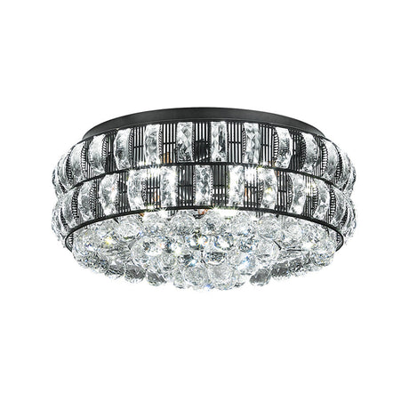 Modern Black Crystal Orb Flush Mount - 7-Light Ceiling Fixture For Bedroom
