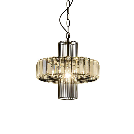 Modern Geometric Crystal Block Pendant Lamp - Black Ceiling Lighting