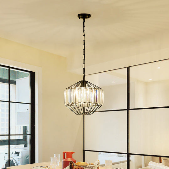 Modern Geometric Crystal Block Pendant Lamp - Black Ceiling Lighting