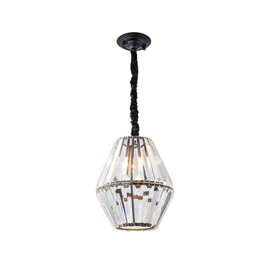 Minimalist Rhombus Crystal Pendant Light - 1-Light Black Ceiling Fixture