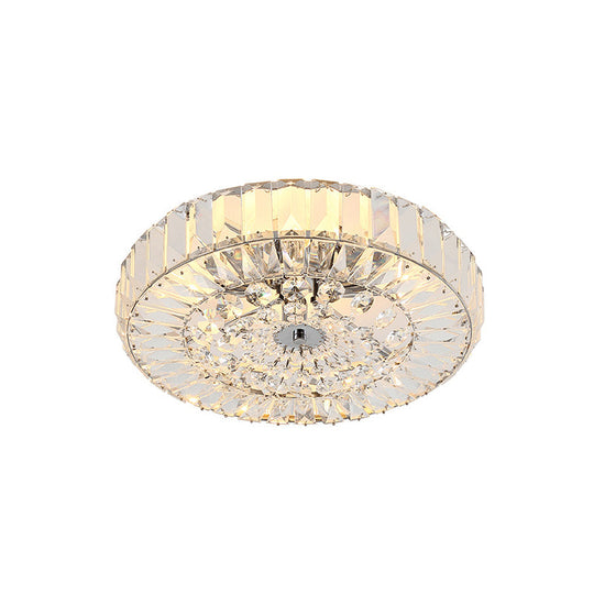 Gold Crystal Flushmount Ceiling Light With 6 Beveled Cut Heads - Perfect For Bedroom Simplicity